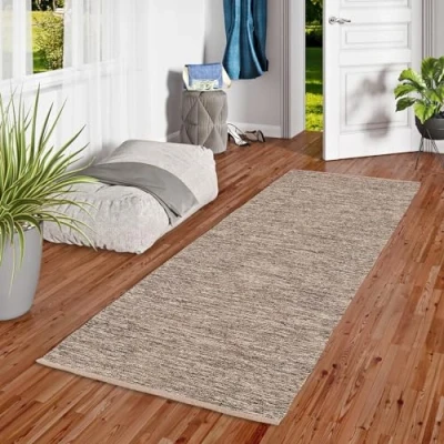 Abbildung von Pergamon Baumwolle Natur Kelim Teppich Läufer Easy Beige Meliert in 3 Größen