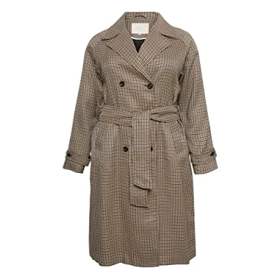 Abbildung von Kaffe Curve Damen Kcoly Coat Trenchcoat, Houndstooth/Sand/Blue Check, 42