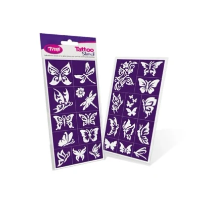 Abbildung von TyToo Glitzer Tattoo Schablonen Set wiederverwendbare Vorlagen für Kinder &amp; Erwachsene EU Design, hautfreundlich, perfekt Partys, Kinderschminken Bodypainting (Schmetterlinge)