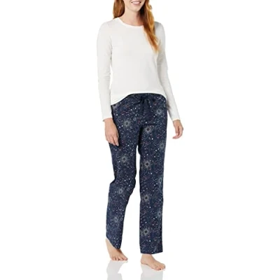 Abbildung von Amazon Essentials Damen Schlafanzughose aus Popeline, Marineblau Himmlische Sterne, S