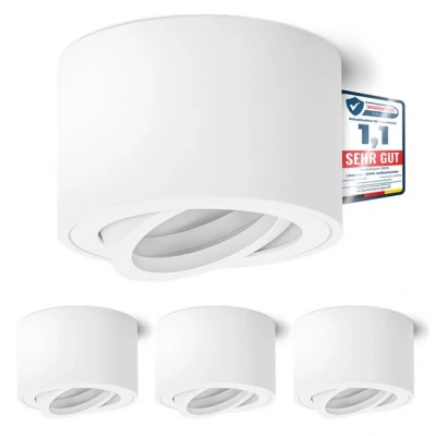 Abbildung von linovum LED Aufbaustrahler 4 x Schwenkbare Aufbauleuchten SMOL matt weiss Decken Aufbauspot, Leuchtmittel nicht inklusive