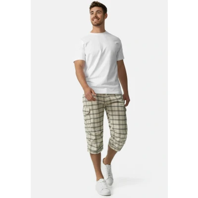 Abbildung von Indicode Herren Nicolas Check 3/4 Cargo Shorts inkl. Gürtel Herrenshorts aus Baumwolle Fog Check, M