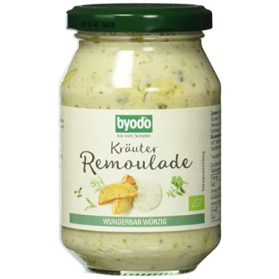 Abbildung von Byodo Kräuter Remoulade, 6er Pack, 250ml Gläser Bio Sauce mit 50% Fett aus Eiern, Vielseitig für Sandwiches &amp; Salate, Ideal Feinschmecker Premium Qualität Cremigkeit, Nachhaltige Auswahl