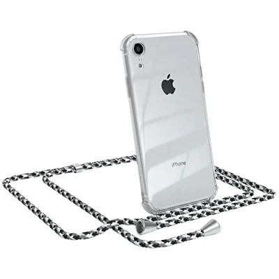Abbildung von EAZY CASE Handykette kompatibel mit iPhone XR Handyhülle Umhängeband, Handykordel Schutzhülle, Silikonhülle, Hülle Band, Stylische Kette für Smartphone, Schwarz Camouflage