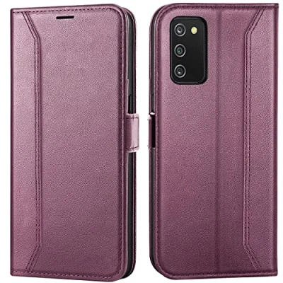 Abbildung von Verco Handyhülle für Samsung Galaxy A03s, 6,5 Zoll Premium Klapphülle Handy Flip Case A03s Hülle Book Tasche, Brombeere