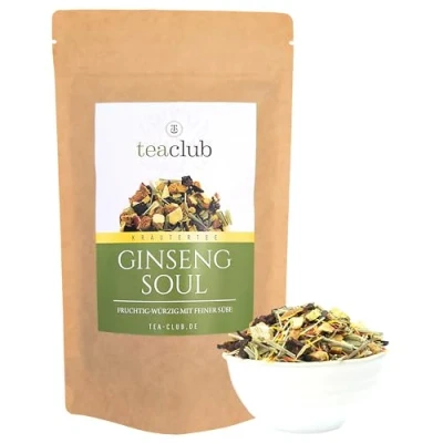Abbildung von Kräutertee Lose 500g, Fruchtige Mischung mit Ginseng Ingwer Zitronengras Rote Beete Süßholzwurzel, TeaClub Soul Kräuter Tee