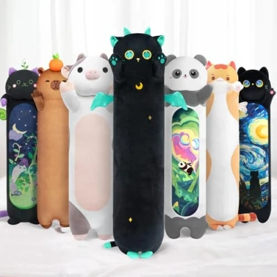 Abbildung von Mewaii Kuscheltiere Lange Katze Kuscheltier 50CM Plüsch Kissen Große Augen Plüschtier Kuschelkissen für Kinder