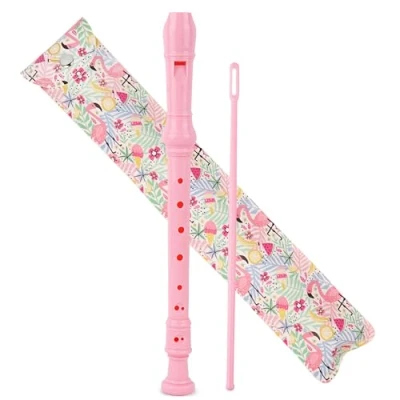 Abbildung von Czzmy Blockflöte für Kinder Anfänger Sopran Deutsche Griffweise, 8 Loch Flöte Erwachsene, Recorder mit Etui,Reinigungsstift und Bedienungsanleitung(2 Flamingo)