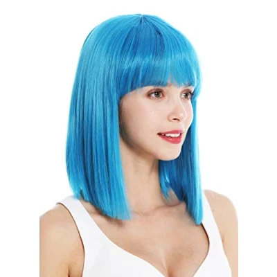 Abbildung von WIG ME UP VK 10 T4440 Perücke Damenperücke kurz schulterlang Longbob glatt Kleopatra Pony Blau Hellblau