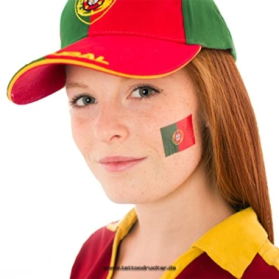 Abbildung von 10 x Portugal tattoo Fan Fahnen Set EM 2024 temporary Flag (10)