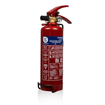 Abbildung von Smartwares 10.018.56 Pulverlöscher 1 kg für ABC Brände mit Halterung und Manometer Rot