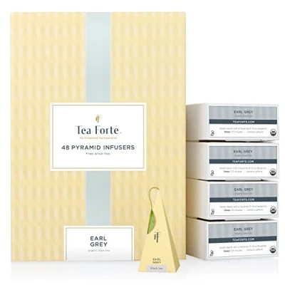 Abbildung von EVENTBOX mit Earl Grey von Tea Forté, Großpackung, 48 Handgefertige, Pyramidenförmige Teebeutel Schwarzer Tee