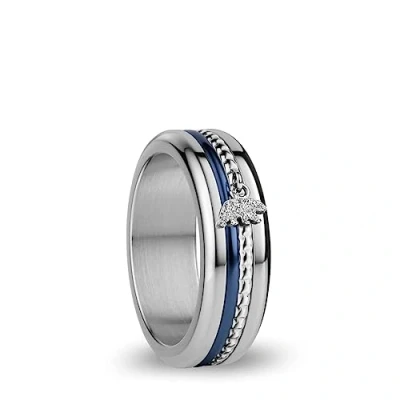 Abbildung von BERING Austauschbar Ringkombination für Damen in Silber &amp; Blau mit einzigartigem Twist Change System, Seine