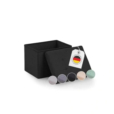 Abbildung von Blumtal Sitzbank mit Stauraum Truhenbank 41x31x31 cm Sitztruhe Sitzwürfel Aufbewahrungsboxen klein Polsterhocker Kisten Aufbewahrung Deckel Schwarz