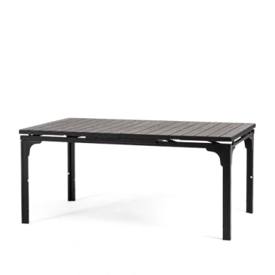 Abbildung von RATTATAN Thomas XL Ausziehbarer rechteckiger Gartentisch mit Stahlgestell und hochwertiger Platte aus Polyethylen in raffiniertem Holzdesign (Anthrazit)