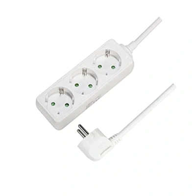 Abbildung von LogiLink LPS205 Steckdosenleiste mit 3 Schutzkontakt Buchsen (45 Winkel), Kindersicherung und Staubschutz (IP20), 1,5m, 250 V, Weiß, fach