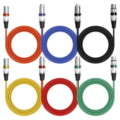 Abbildung von 6 Pack XLR Kabel, Mikrofonkabel Dmx Kabel 2 m, Mikrofonkabel, Pin Mikrofon Signal Cable Connection Stecker auf Buchse, Symmetrisch für Studio und Live Produktion