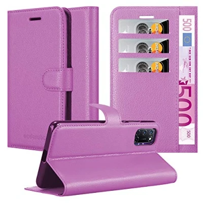 Abbildung von Cadorabo Hülle kompatibel mit Oppo A72 Handyhülle aus Premium Kunst Leder Flip Klappbare Stoßfeste Magnetische [Standfunktion] [Kartenfächern] Cover für Tasche in Lila