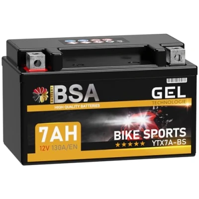 Abbildung von BSA YTX7A BS GEL Roller Batterie 12V 7Ah 130A/EN Motorradbatterie doppelte Lebensdauer entspricht 50615 CTX7A JMTX7A vorgeladen auslaufsicher wartungsfrei ersetzt 6Ah