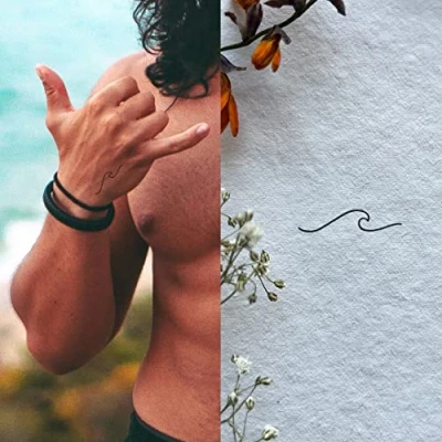 Abbildung von Inkster Tattoo Welle vegane &amp; wasserfeste Temporäre Tattoos für Erwachsene EU Kosmetikzertifizierte Farbe revolutionäres 2 Wochen Premium Klebetattoos&amp; Fake