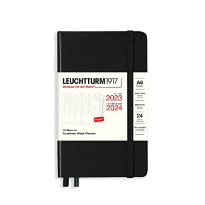 Abbildung von LEUCHTTURM1917 367559 Akademischer Wochenplaner Pocket (A6) 2024, 18 Monate, Black, Englisch