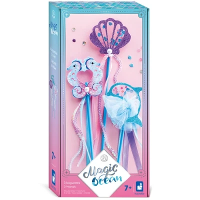 Abbildung von Janod Magic Ocean 3 Meerjungfrauen Stäbe zum Basteln für Kinder Kreativset Mit Bändern, Perlen und Pailletten Welt der Magie Kinderspiel ab Jahre J09135