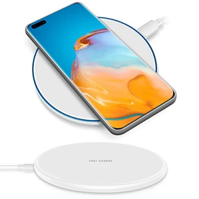 Abbildung von QI Wireless Ladestation kompatibel für Huawei P40 Pro Kabellos Charger Induktives Universal Schnellladegerät, Farben:Weiss