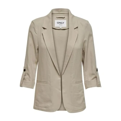 Abbildung von ONLY Damen Blazer Leinen Jacke ONLCaro Sakko mit 3/4 Ärmeln 15312199 Oxford Tan 38