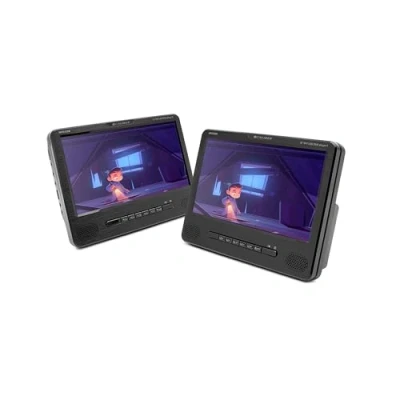 Abbildung von Tragbarer DVD Player mit Doppel 9 Zoll Bildschirm, integrierter Batterie