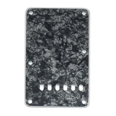 Abbildung von Musiclily 6 Löcher Vintage ST Tremolo Abdeckung Back Plate für Fender American/Mexican Standard Stratocaster Modern Style E Gitarre, 4 lagig Black Pearl