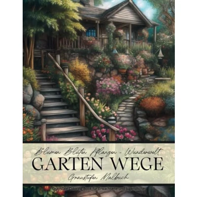 Abbildung von &quot;Blumen Blüten Pflanzen Wunderwelt Garten Wege Graustufen Malbuch: Greyscale Coloring Book für Erwachsene und Jugendliche