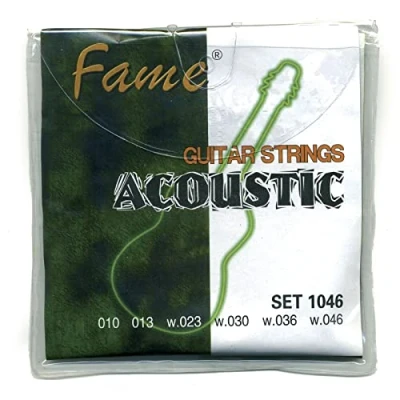 Abbildung von FAME Saiten, (Gitarrensaiten Zubehör für Westerngitarre 6 Saiter Akustik Gitarre Acoustic Guitar Strings aus Bronze Saitengröße 10 46), Gitarrensaiten,