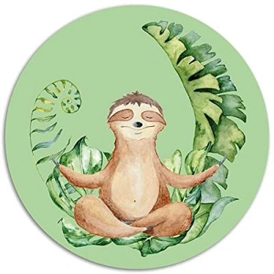 Abbildung von FAULTIER BEIM Yoga Lustiges Mauspad/Mousepad rund Ø 22 cm aus extrem reißfestem Spezialkautschuk mit stark haftender Unterseite von Edition Colibri (Motiv 152)