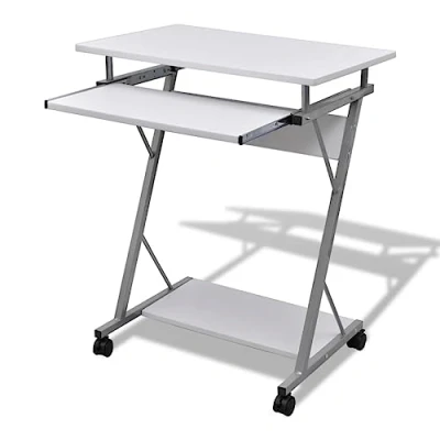 Abbildung von LVHUIDEH Schreibtisch, Computertisch mit Rollen(2 Davon Bremsen), PC Tisch 1 Ausziehbare Tastaturablage, platzsparender Bürotisch in Z Form, 60 x 40 74 cm, Style: Modern