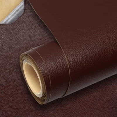 Abbildung von Kunstleder Selbstklebend, Leder Patch 60 * 200cm Reparatur PU Lederreparaturband für Sofas, Handtaschen, Jacken, Autositze, Möbel (Dunkelbraun)