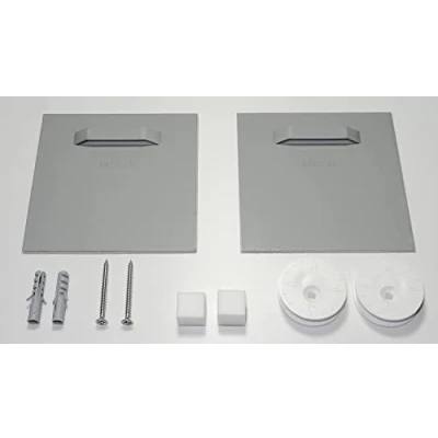 Abbildung von Wallario Aufhänger für Bilder, Spiegel, Spiegelaufhänger, 2er Set Spiegelblech 10 x cm mit Schraube, Dübel, Abtandshalter, bis 12kg