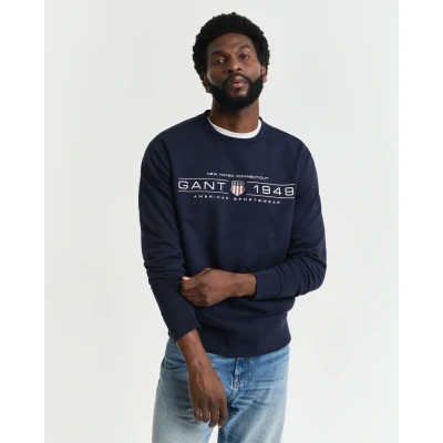 Abbildung von GANT Graphic C NECK Sweatshirt, Herren, Größe: Large, Evening blue