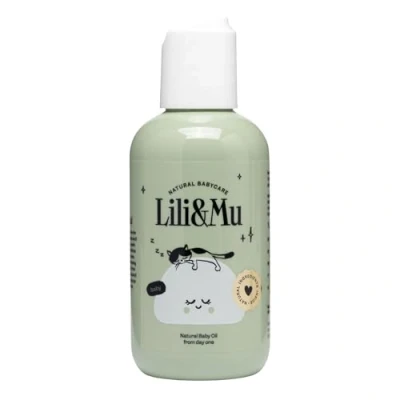 Abbildung von Lili&amp;Mu Natürliche Pflegeöl, pflegendes Babyöl 150 ml Babypflege Massageöl mit Jojobaöl Ringelblumenextrakt Vitamin E, Öl für zarte Babyhaut, Vegan Körperöl Ideal Babymassage Body oil