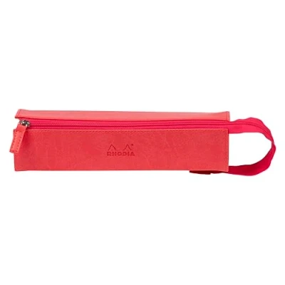 Abbildung von Rhodia 319037C Schlampermäppchen Rhodiarama, rechteckig 23x5x5 cm, flache Öffnung, langer Reißverschluss, praktisch und elegant aus Kunstleder Korallenrot, 1 Stück
