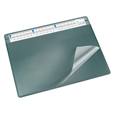 Abbildung von Läufer 47651 Durella Soft Schreibtischunterlage mit transparenter Auflage und Kalender, rutschfeste Schreibunterlage, Zubehör für Schreibtisch, 50 x 65 cm, grün