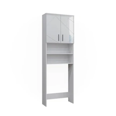 Abbildung von Vicco Waschmaschinenumbauschrank Irma Weiß Hochglanz/Weiß 64 x 190.5cm für die Waschmaschine