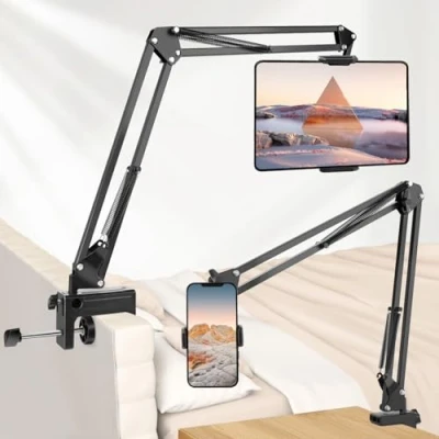 Abbildung von JOILCAN Tablet Ständer für Bett, 360 Grad Drehbar Halterung mit Stabilem Aluminiumarm iPad 4.7 12.9 Zoll, Telefon Schreibtisch, Überkopf Telefonhalterung 4 7 Zoll Telefone