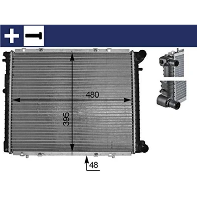 Abbildung von MAHLE ORIGINAL CR 152 000S Kühler, Motorkühlung 480mm 378mm 34mm mit Schrauben Automatikgetriebe, Schaltgetriebe Kühlrippen mechanisch gefügt