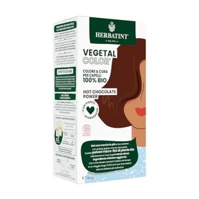 Abbildung von Herbatint Vegetal Color Hot Chocolate Power, pflanzliche Haarfarbe auf Basis von Henna und Ayurveda Kräutern, 100% natürlich biologisch, 100 g