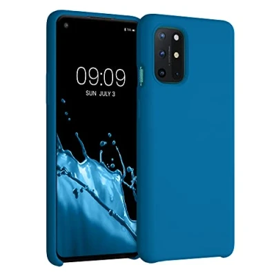 Abbildung von kwmobile Hülle kompatibel mit OnePlus 8T Silikon Handy Case Handyhülle weiche Oberfläche kabelloses Laden Blue Reef