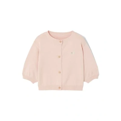 Abbildung von Vertbaudet Baby Cardigan mit Herzstickerei Basic Oeko Tex pudrig rosa 86