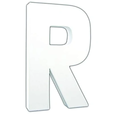 Abbildung von Décopatch AC717C Buchstabe &quot;R&quot; aus Pappmaché, 3 x 13 20,5 cm, zum Verzieren, perfekt für Ihre Wohndeko, weiß