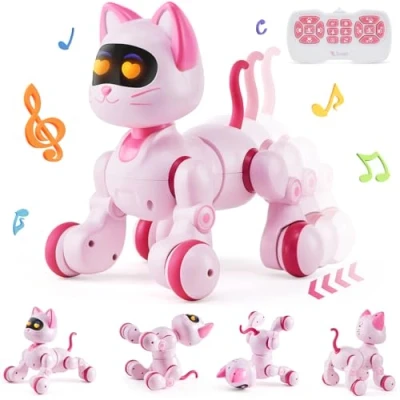Abbildung von VEVOR Ferngesteuertes Roboter Katze, programmierbares, intelligentes, interaktives für Kinder mit Touch Steuerung, laufende, singende, tanzende RC Stunt Spielzeugkatze ab 3 Jahren