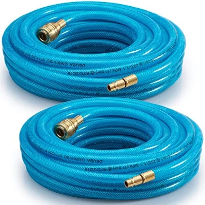 Abbildung von Deuba Druckluftgeräte Set, 2x Druckluftschlauch 10m PVC Schnellkupplung 15 bar 1/4&quot; Anschluss Ø