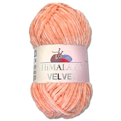 Abbildung von Wohnkult Himalaya 100 g Velvet Dolphin Wolle 40 Farben zur Auswahl Chenille Strickgarn Flauschgarn Glanz Accessoire Kleidung Decken (90023 Pfirsich)